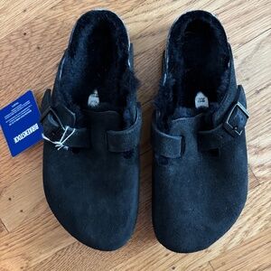 Birkenstock clog - black - Boston shearling suede